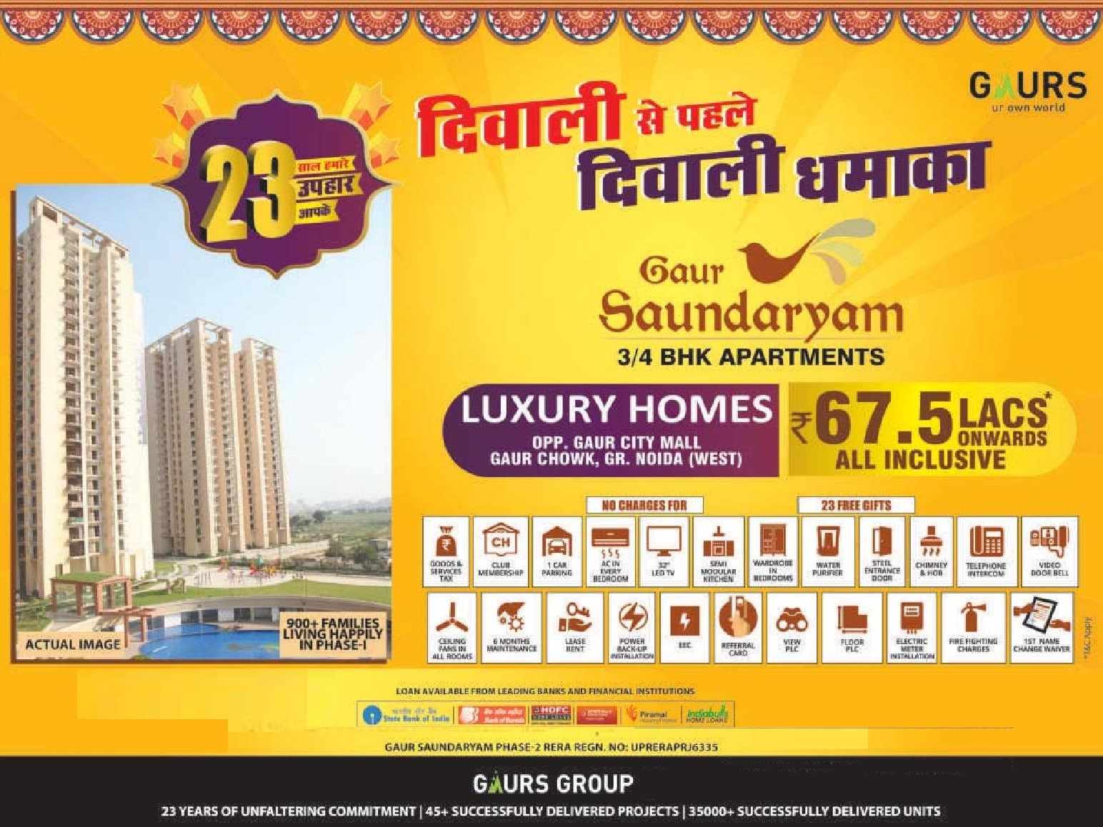 Book luxury homes starting @ Rs. 67.5 Lacs at Gaur Saundaryam in Greater Noida